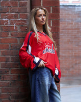 Evo- The Division: Oversized Red & Navy Varsity Streetwear Jersey