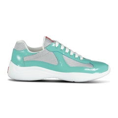 PRADA AMERICAS CUP MESH TRAINERS PATENT JADE GREEN