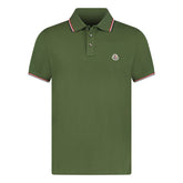 MONCLER TIPPED COLLAR POLO SHIRT KHAKI GREEN