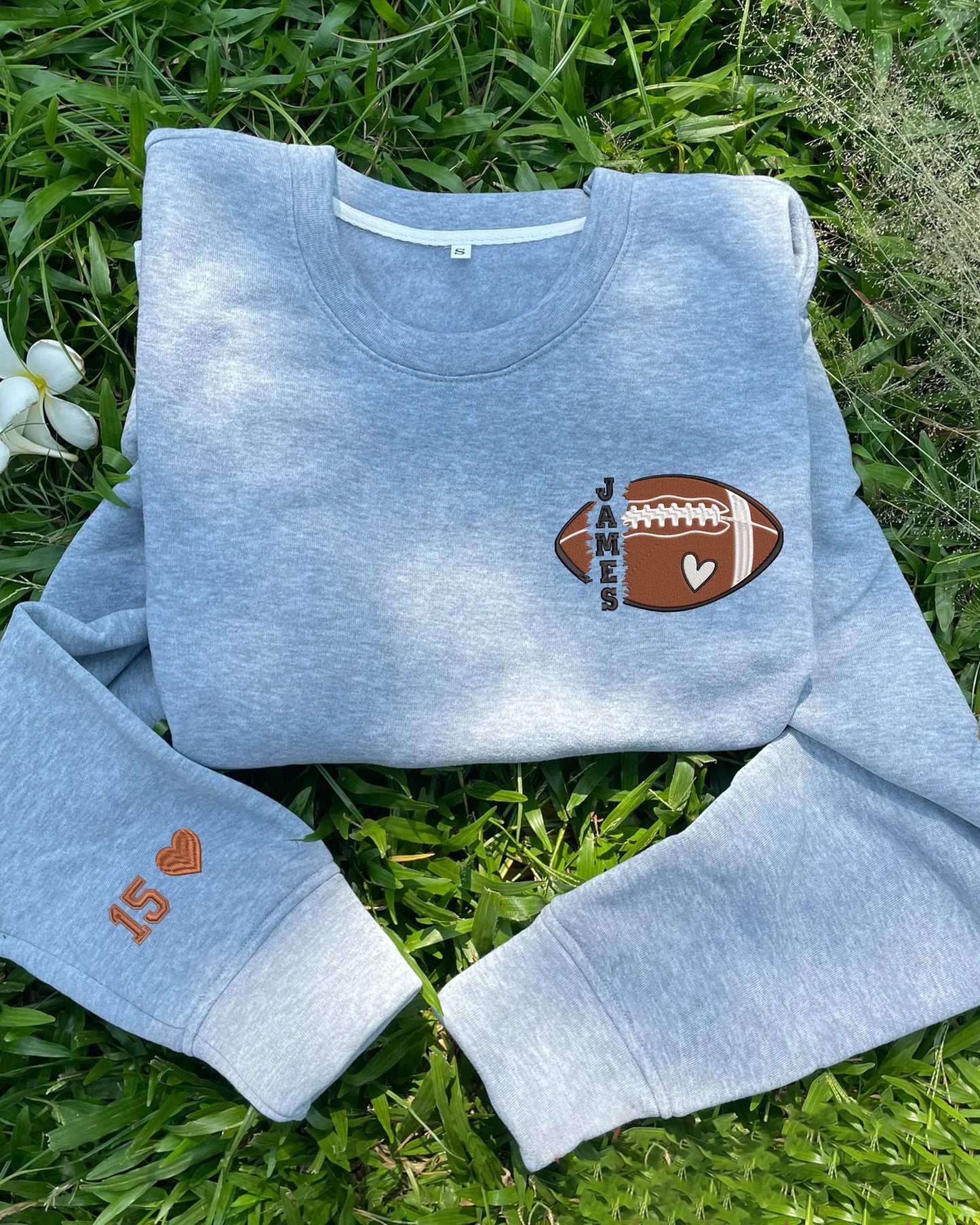šPersonalized Football Embroidered Sweatshirt- Custom Football Name And Number On Sleeve Embroidered Sweatshirt(Soon To Be Sold Out)