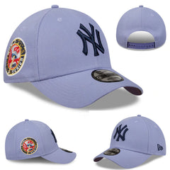 Light Purple Snapback Cap with Navy NY Logo and World Series Patch