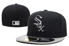 Chicago White Sox Fitted MLB Hat with Metallic Silver Logo and Gray Brim