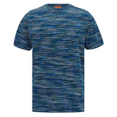 MISSONI DISTORTED STRIPE COTTON T-SHIRT BLUE