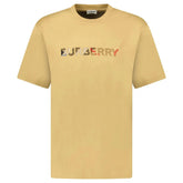 BURBERRY CHECK LOGO EMBROIDERED T-SHIRT BEIGE