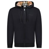 BURBERRY HOVE CHECK HOOD EMBROIDERY LOGO HOODIE BLACK