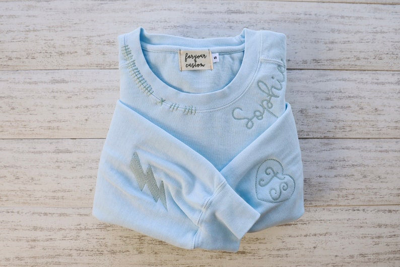 CUSTOM EMBROIDERED CREW + Custom Embroidered Crew Neck Name Sweatshirt,