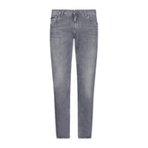 DOLCE & GABANNA 'Milano' Metal Plaque Skinny Light Grey Jeans