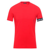 DSQUARED2 Cuffed Tape Logo T-Shirt Red