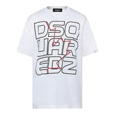DSQUARED2 Red Line Print T-shirt White
