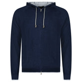 GRAN SASSO COTTON-CASHMERE ZIP HOODIE IN NAVY