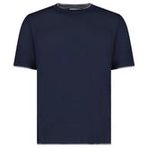 GRAN SASSO PURE COTTON T-SHIRT IN NAVY / LIGHT GREY