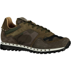 VALENTINO CAMO ROCKSTUD TRAINERS KHAKI & BLACK