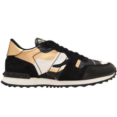 VALENTINO CHROME GOLD ROCKRUNNER TRAINERS BLACK