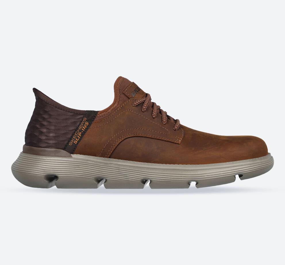Men's Wide Fit Skechers 205046W Slip-ins Garza Gervin Trainers - Dark Brown