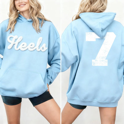 Basketball Season Custom Chenille Sweatshirt – Team Name Front, Player Number Back