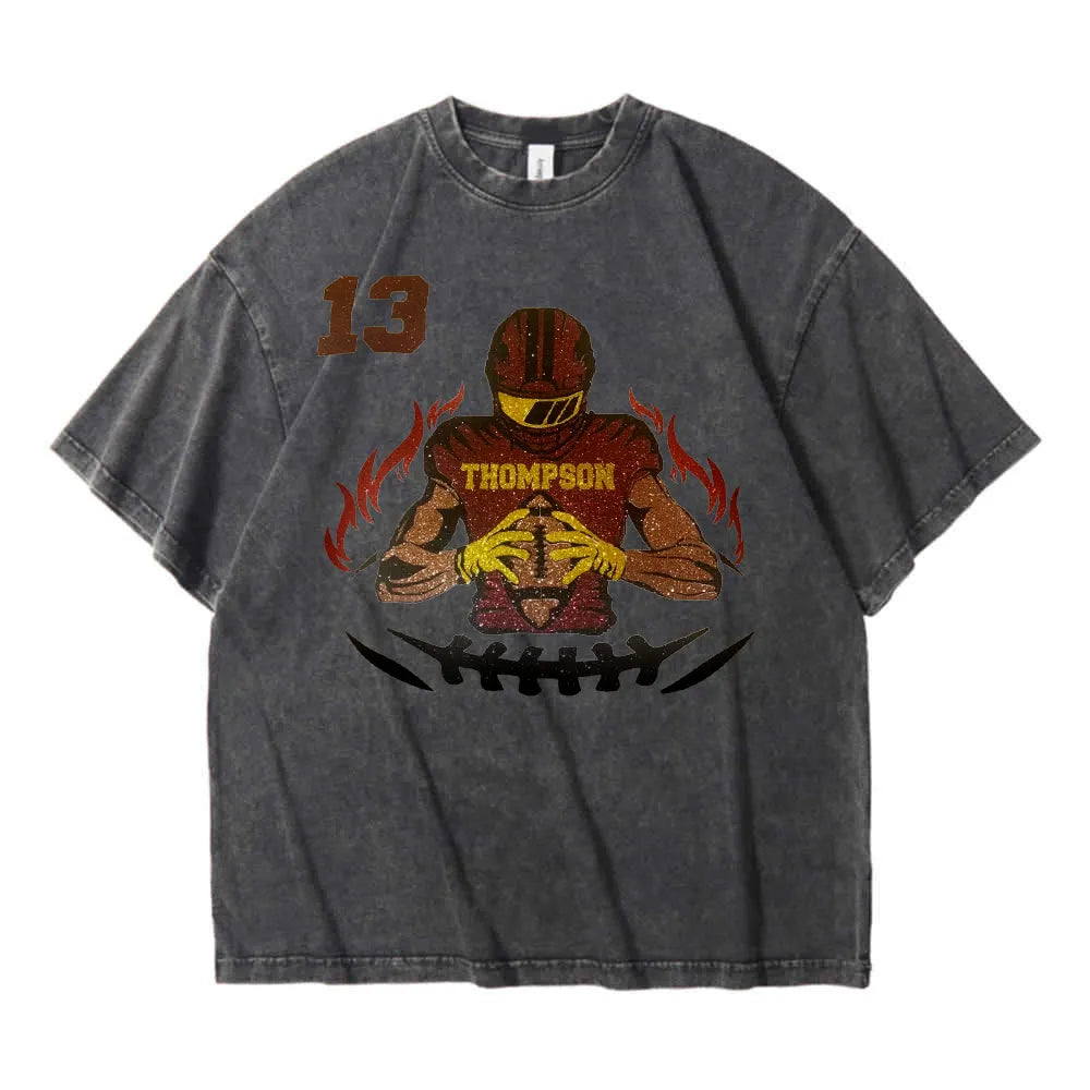50% OFF🏈Shine On Game Day - Custom Glitter Football Player Crewneck Hoodie Tshirt