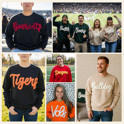 Custom Chenille Embroidered Sweatshirt – Personalized Team Name or Any Text