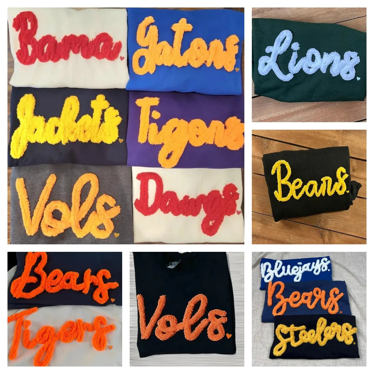 Custom SEC Team Chenille Embroidered Game Day Fuzzy Letter Sweatshirt