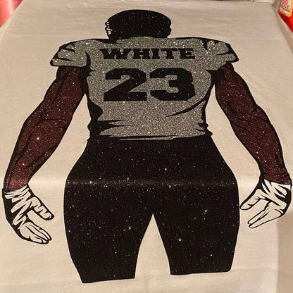 🏈 Shine on Game Day - Custom Glitter Football T-Shirt Sweatshirt