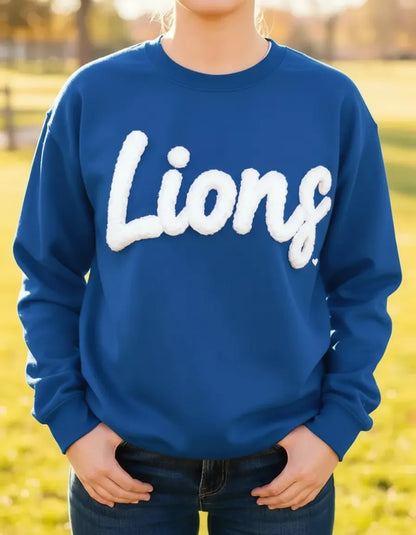 Custom Team Name Embroidered Chenille Sweatshirt – Oversized Football-Inspired Fit