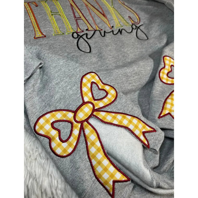 Cozy Thanksgiving Shirt with Charming Side Bow Design
