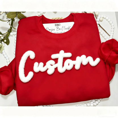 Personalized Yarn Embroidered Sweatshirt, Custom Chenille Team Sweatshirt