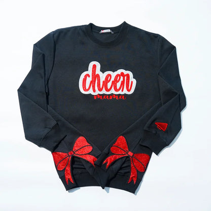 Custom Text Glitter Sweatshirt , Personalized Mama Sweatshirt with Sporty Bow , Add Your Message Here , Gift for Sports Lovers