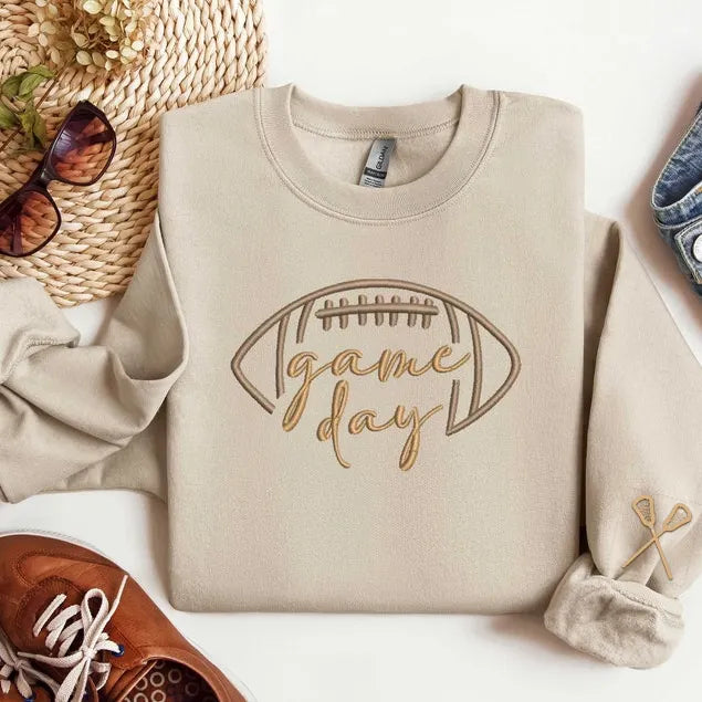 Embroidered Game Day Shirt, Touchdown Football Sweatshirt, School Football T-Shirt, Sweatshirt, Hoodie