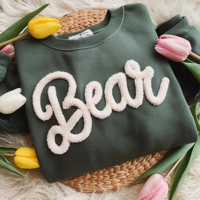 Custom Chenille Embroidered Sweatshirt – Personalized Team Name or Any Text