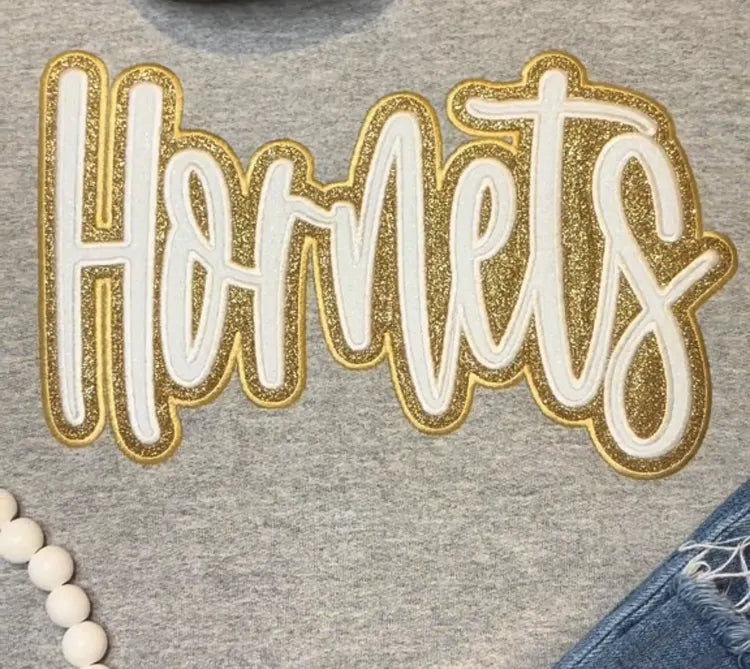 Custom Double Stack Glitter Embroidered Team Sweatshirt Hoodie T-shirt, Sports Mom T-shirt