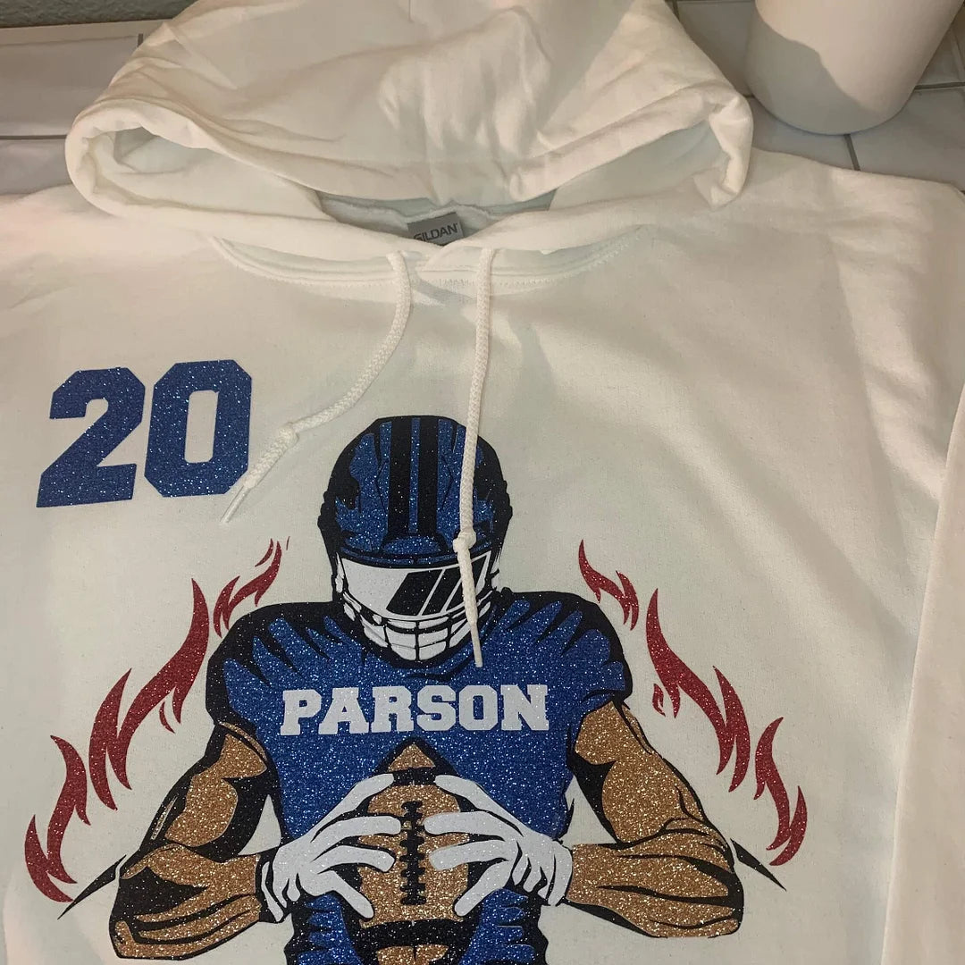 🏈 Shine on Game Day - Custom Glitter Football T-Shirt Sweatshirt