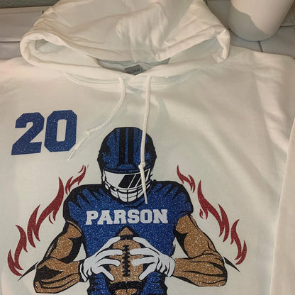 🏈 Shine on Game Day - Custom Glitter Football T-Shirt Sweatshirt