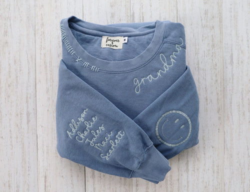 CUSTOM EMBROIDERED CREW + Custom Embroidered Crew Neck Name  Sweatshirt,