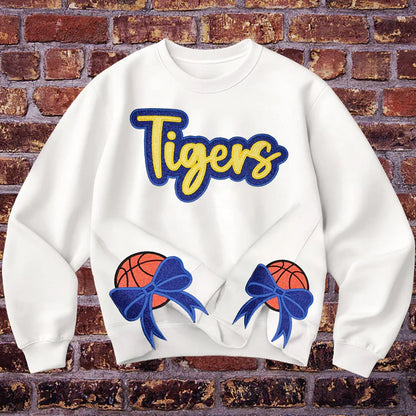 Custom Text Glitter Sweatshirt , Personalized Mama Sweatshirt with Sporty Bow , Add Your Message Here , Gift for Sports Lovers