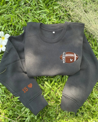 🏈Personalized Football Embroidered Sweatshirt- Custom Football Name And Number On Sleeve Embroidered Sweatshirt(Soon To Be Sold Out)