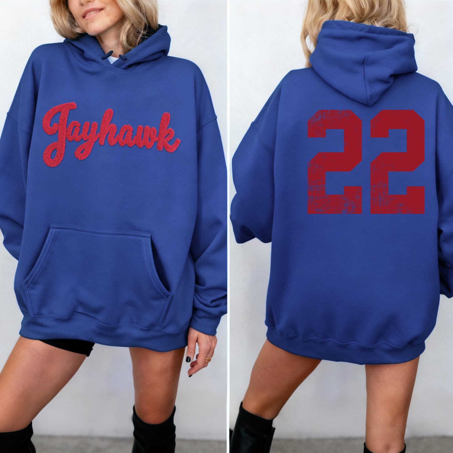 Basketball Season Custom Chenille Sweatshirt – Team Name Front, Player Number Back