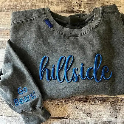 VINTAGE 3D Embroidery Unisex Hand Distressed Crew
