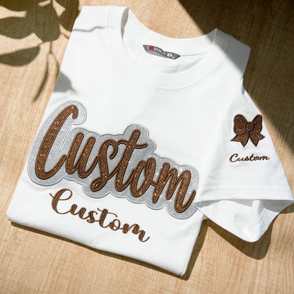Custom Text Glitter Sweatshirt , Personalized Mama Sweatshirt with Sporty Bow , Add Your Message Here , Gift for Sports Lovers