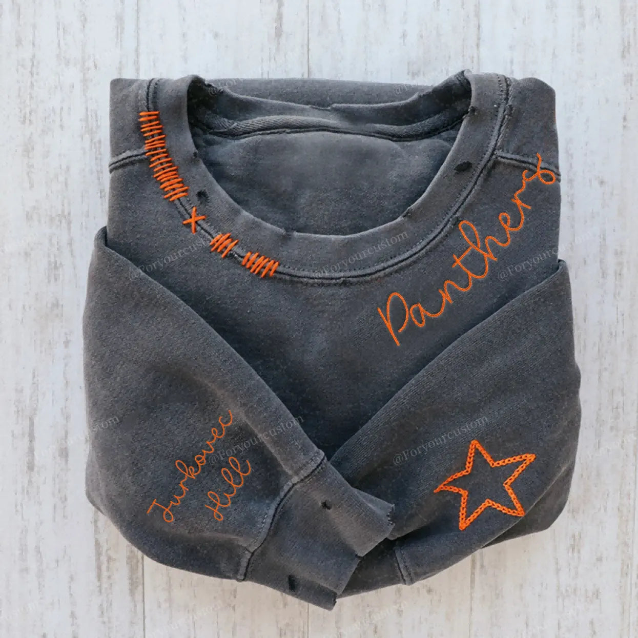 VINTAGE CUSTOM CREW-Custom Embroidered Hand Distressed Crew Neck Sweatshirt