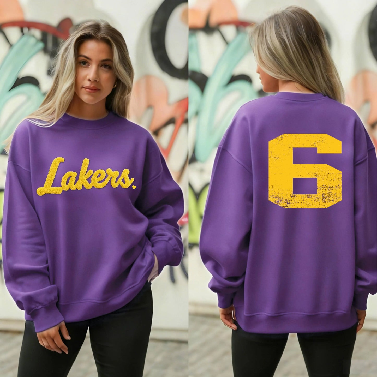 Basketball Season Custom Chenille Sweatshirt – Team Name Front, Player Number Back