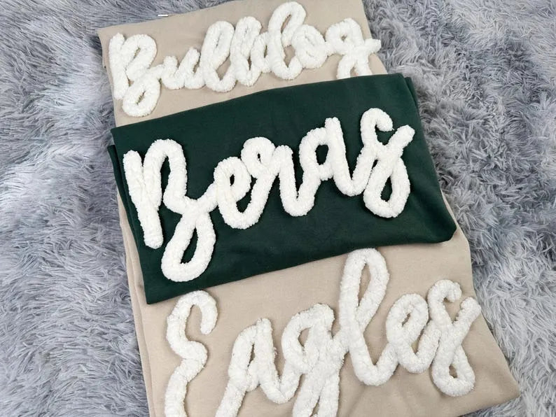 Custom Chenille Embroidered Sweatshirt – Personalized Team Name or Any Text