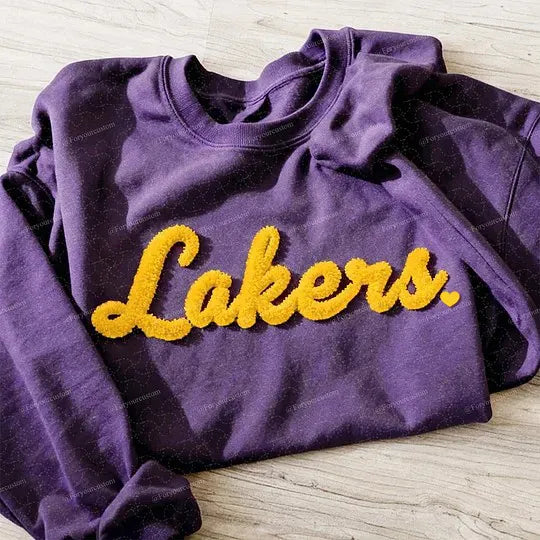 Basketball Season Custom Chenille Sweatshirt – Add Your Team Name or Game Day Text