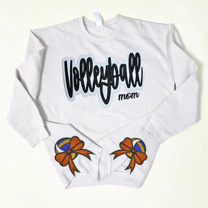 Custom Text Glitter Sweatshirt , Personalized Mama Sweatshirt with Sporty Bow , Add Your Message Here , Gift for Sports Lovers