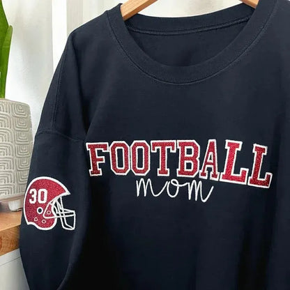 Personalized Glitter Embroidered Football/Volleyball/Baseball/Basketball Mom Sweatshirt