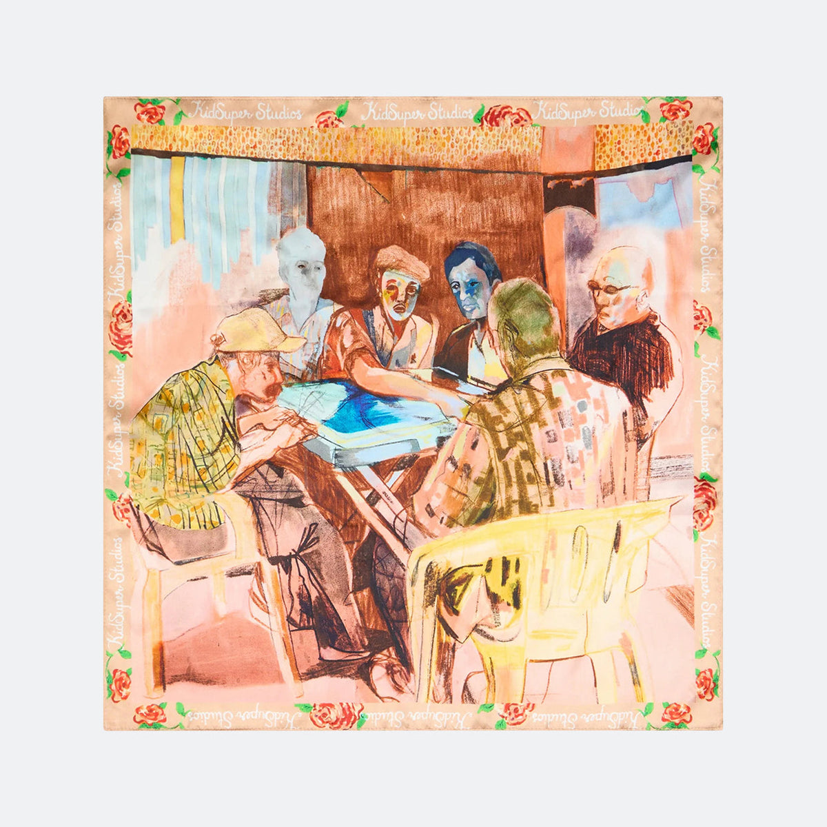 KidSuper Dominos Painting Silk Scarf
