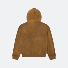 KidSuper Patchwork Face Zip-Up Hoodie (Dark Brown)