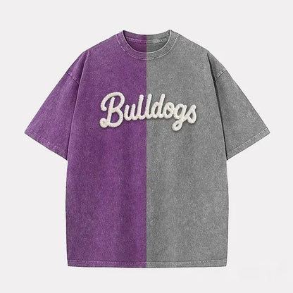 Personalized Chenille Yarn Embroidered Two-Tone Game Day Washed T-shirt