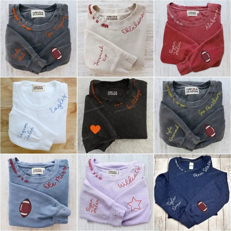 VINTAGE CUSTOM CREW-Custom Embroidered Hand Distressed Crew Neck Sweatshirt