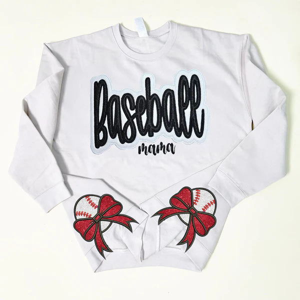 Custom Text Glitter Sweatshirt , Personalized Mama Sweatshirt with Sporty Bow , Add Your Message Here , Gift for Sports Lovers