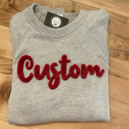 Personalized Yarn Embroidered Sweatshirt, Custom Chenille Team Sweatshirt